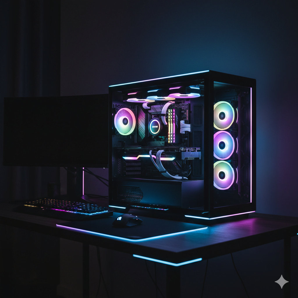 computador com estética RGB